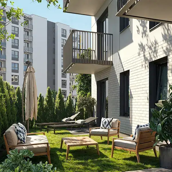 <strong>Terraces with gardens</strong> of up to 69 sqm.