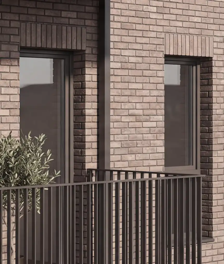 Elegant clinker brick façade